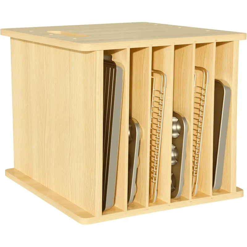 Kitchen Cabinet Baking Sheet Organizer - Divisores de bandejas de madera de