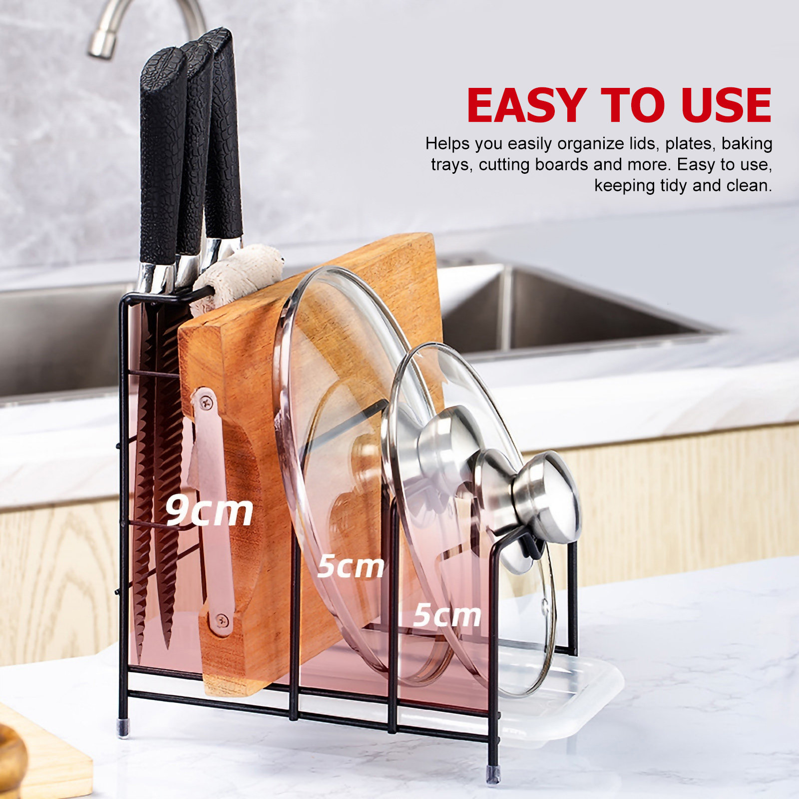 Organizador de tapas de ollas, - Kitchen Cabinet Baking Sheet Organizer reseña y precio
