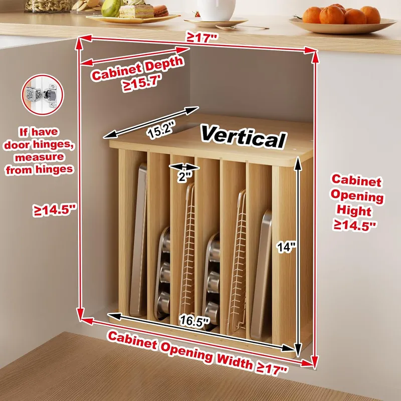 Divisores de bandejas de mader - Kitchen Cabinet Baking Sheet Organizer reseña y precio