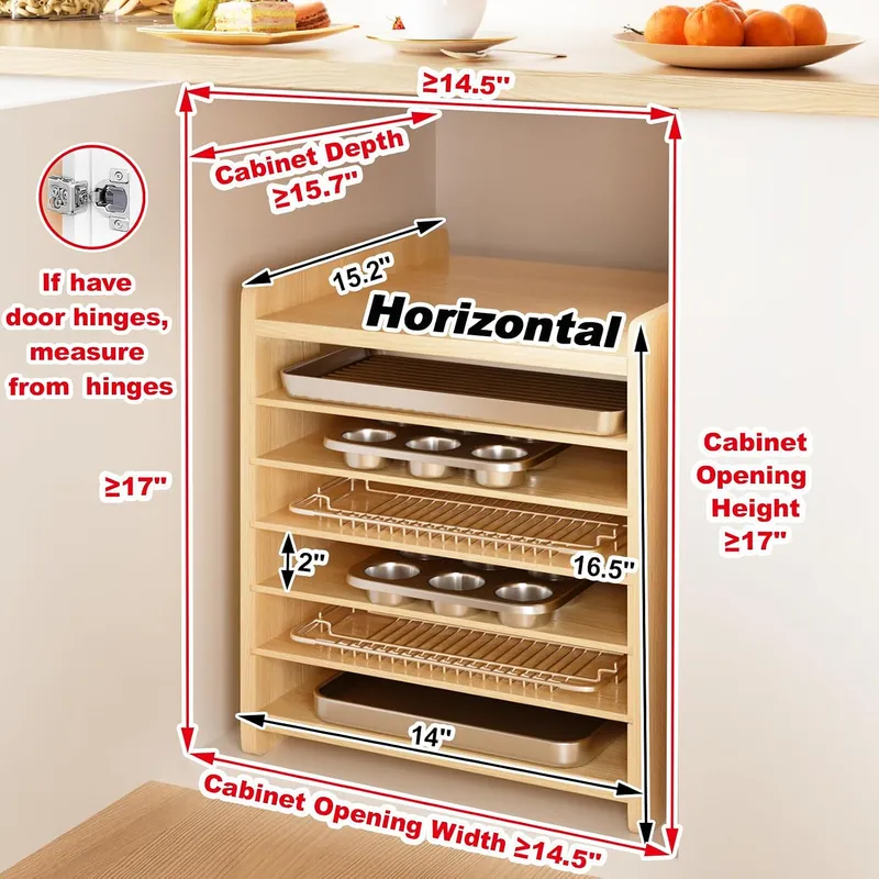 Divisores de bandejas de mader - Kitchen Cabinet Baking Sheet Organizer reseña y precio