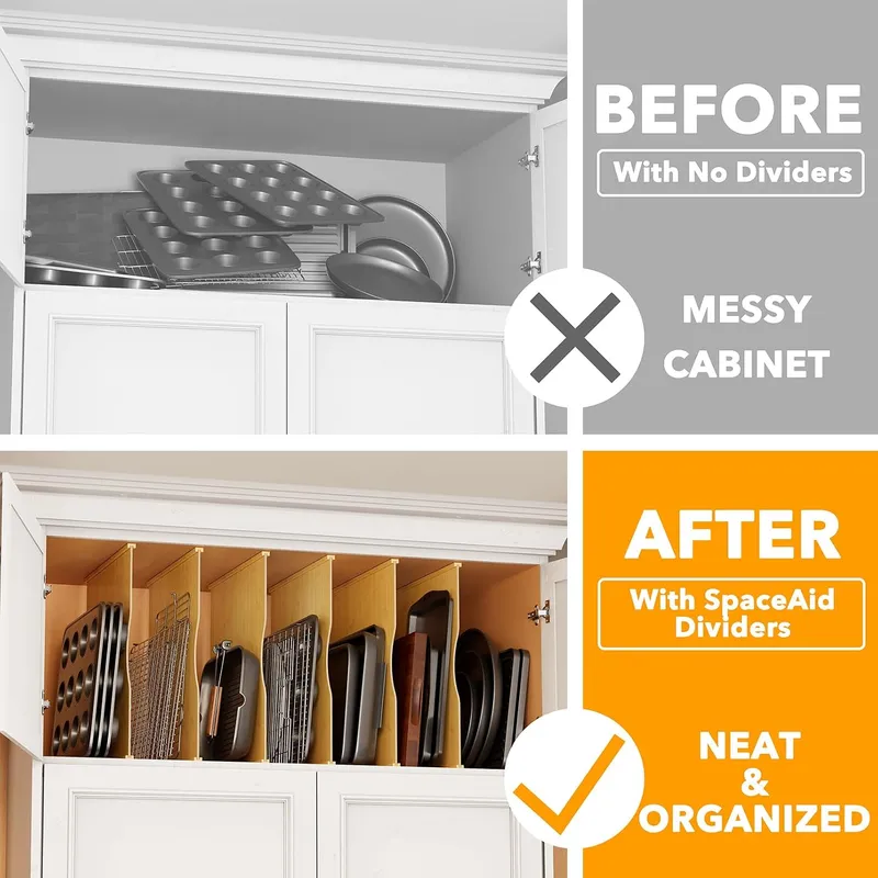 Paquete de 6 separadores de ba - Kitchen Cabinet Baking Sheet Organizer reseña y precio