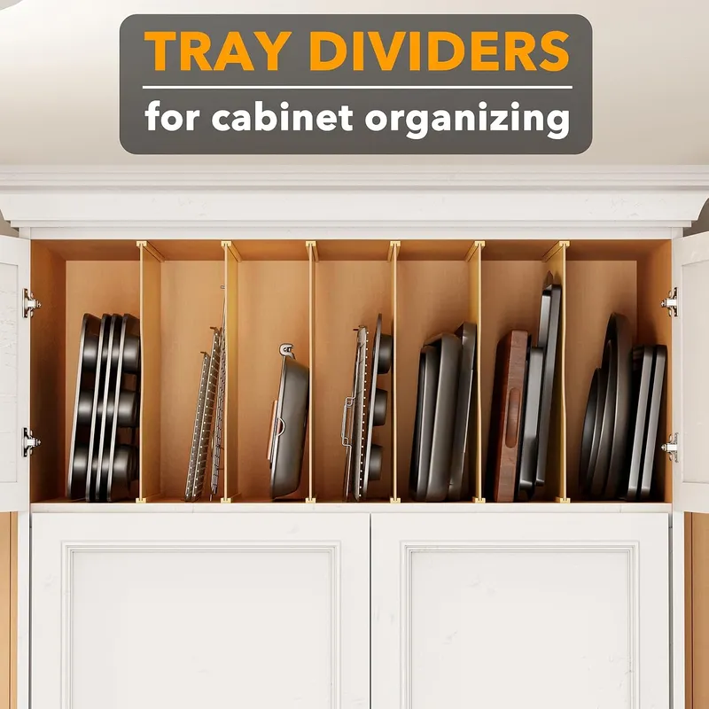 Paquete de 6 separadores de ba - Kitchen Cabinet Baking Sheet Organizer reseña y precio