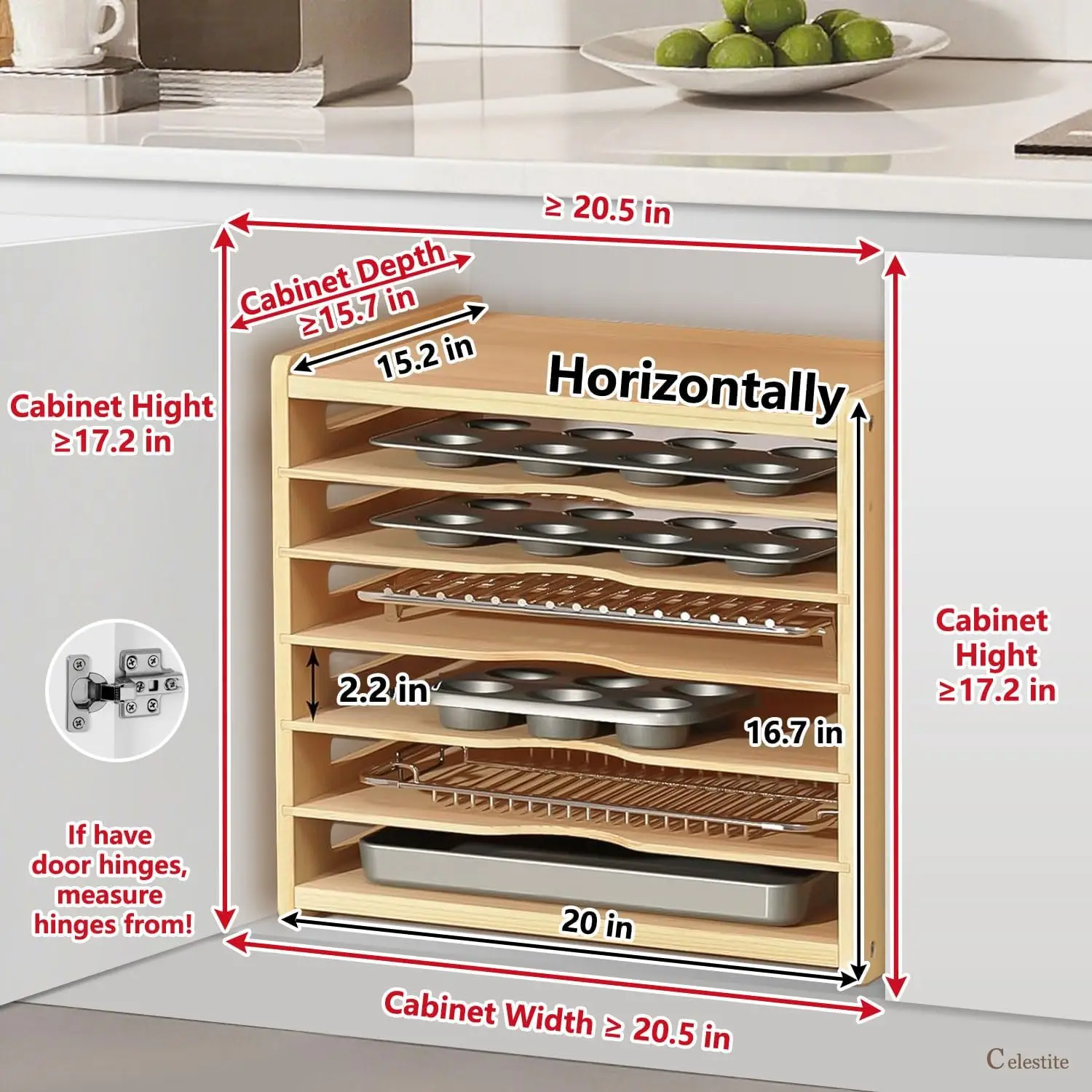 Divisores de madera para bande - Kitchen Cabinet Baking Sheet Organizer reseña y precio