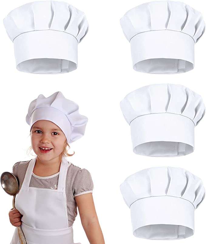 4 Gorros de Chef Blancos para  - Baking Kitchen Kids reseña y precio