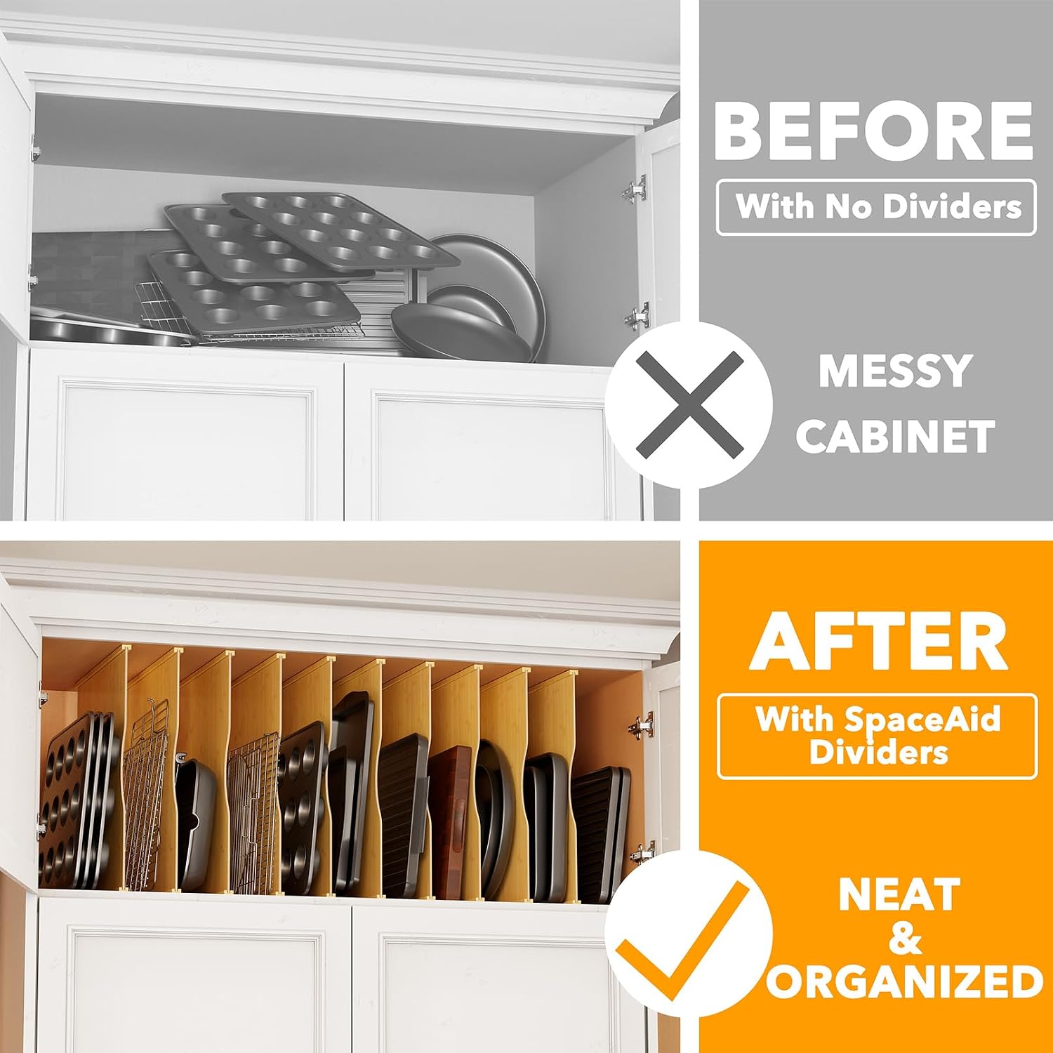 Paquete de 10 divisores de bam - Kitchen Cabinet Baking Sheet Organizer reseña y precio