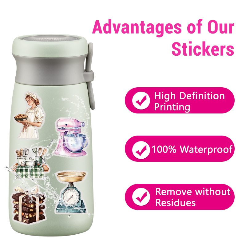 50 Uds. De pegatinas divertida - Kitchen Baking Ware reseña y precio
